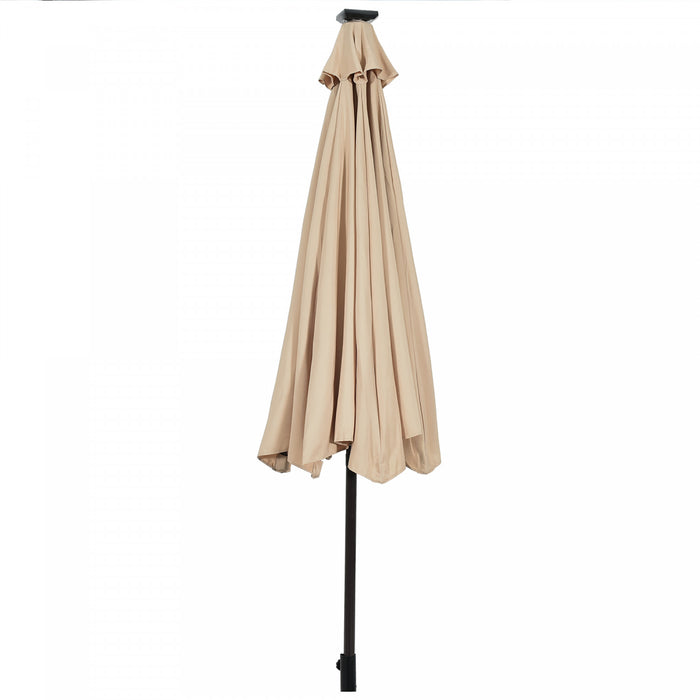 Costway 10ft Solar Lights Patio Umbrella Outdoor W/ 36 LBS Steel Umbrella Stand