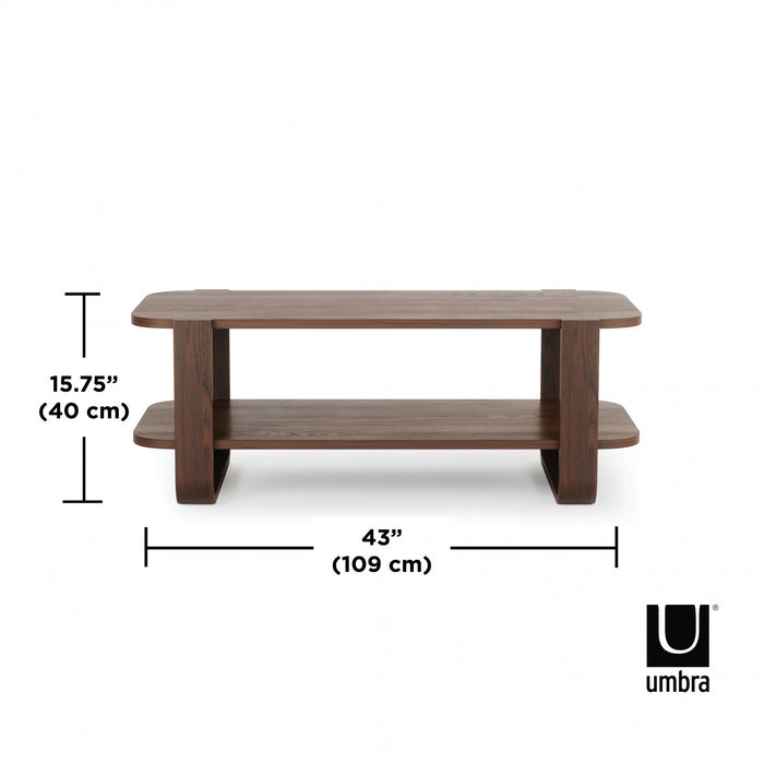 Umbra Modern Solid Wood Bellwood Coffee Table with Shelf - Aged Walnut