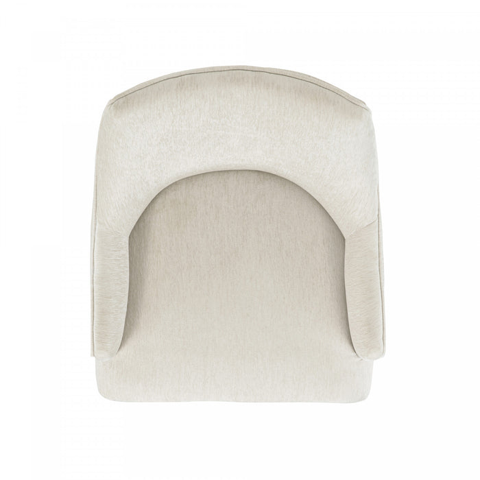 Beever Modern Wood Chenille Armchair in Cream