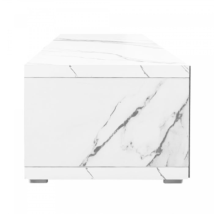 Liam 55.1\"–102\" Modern TV Cabinet with Adjustable Length and Rotating Function,White Tv Stand