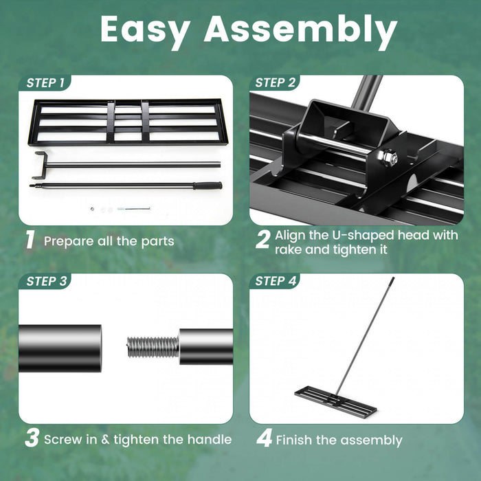 Costway Lawn Leveling Rake 42\" X 10\" Heavy Duty Level Lawn Tool For Garden Backyard/lawn Black