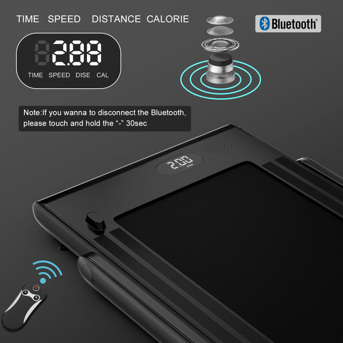 Superfit 2.25hp 2 In 1 Folding Treadmill Remote Control W/ App Control Speaker Black