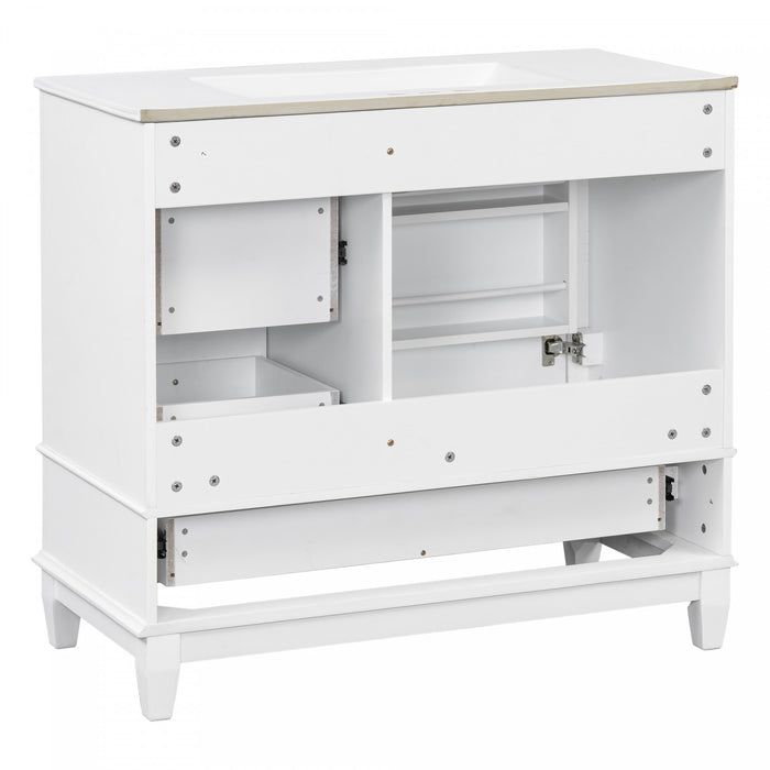 Fanny 36\" Bathroom Vanity with Ceramic Sink and Soft-Close Hinges, White