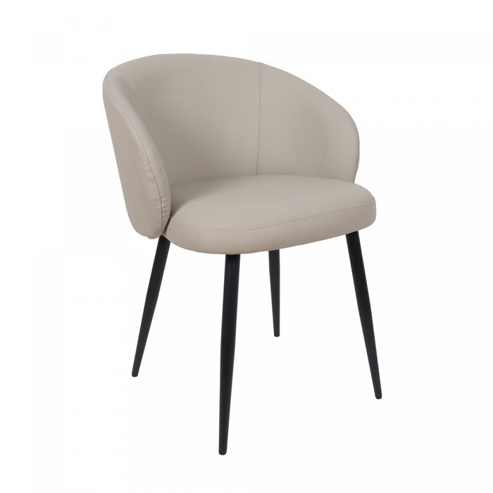 Looma Contemporary Modern Vegan Leather Metal Side Chair in Stone Gray - Set of 2