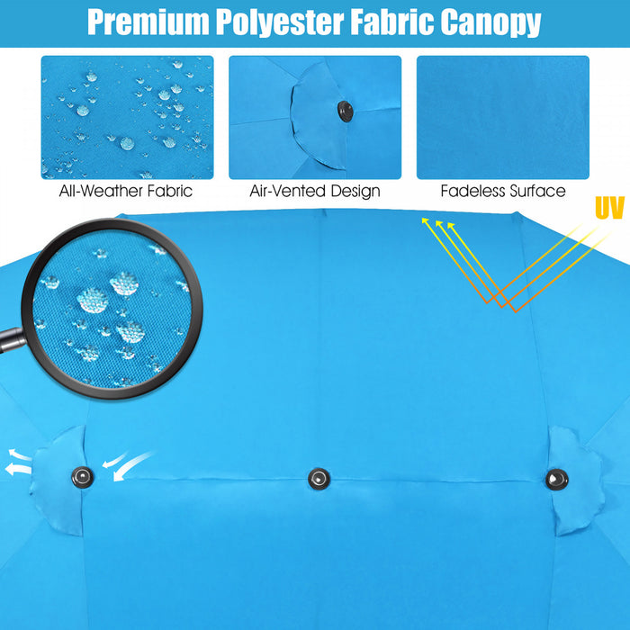 Costway 15FT Patio Double-Sided Umbrella Crank Outdoor Garden Market Sun Shade Blue
