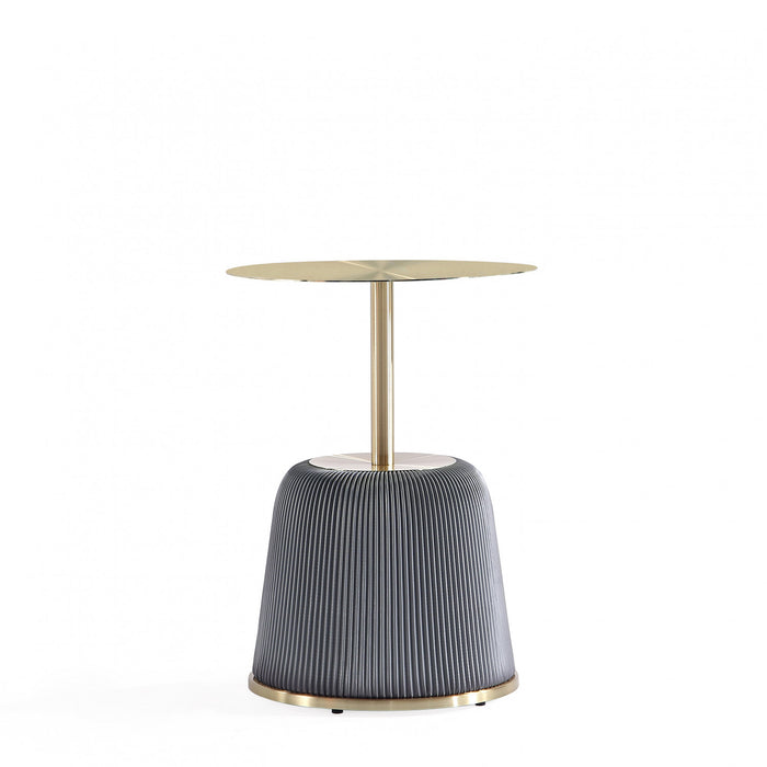 Anderson Modern Metal Top Upholstered End Table in Gray