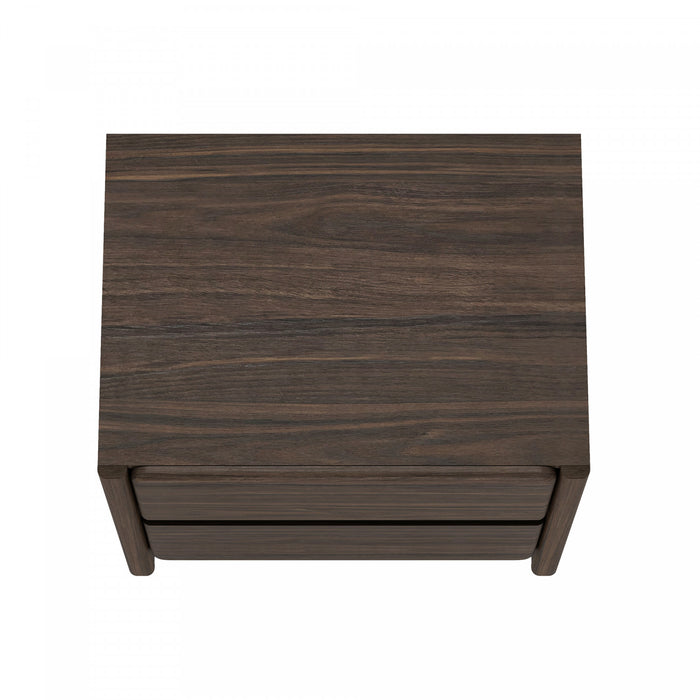 Linda Modern 24\" Nightstand in Walnut Brown (2-Drawer)