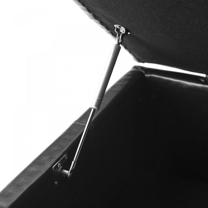 Liam 34.25\" Large Square Faux Leather Ottoman Coffee Table with Storage,Black