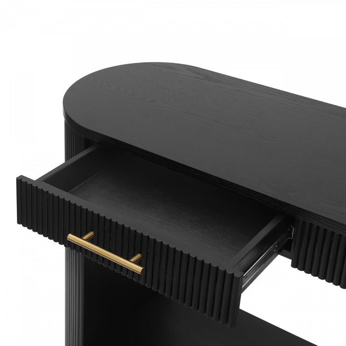 Olivia 47.25“ Modern Sofa Table with Storage and Drawers - Black