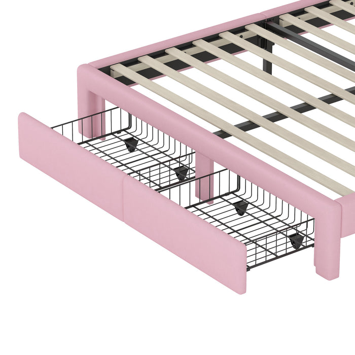 Maggie Upholstered Rainbow Princess Bed With Storage Drawer And Velvet Platform Frame,full Size,pink Full Bed