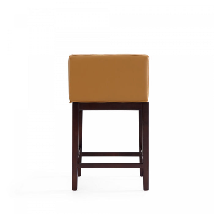 Kingsley Mid-Century Modern Wood Upholstered Counter Stool in Camel - Set of 2