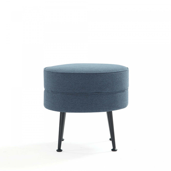 Bailey Mid-Century Modern Upholstered Accent Ottoman in Blue - Set of 2
