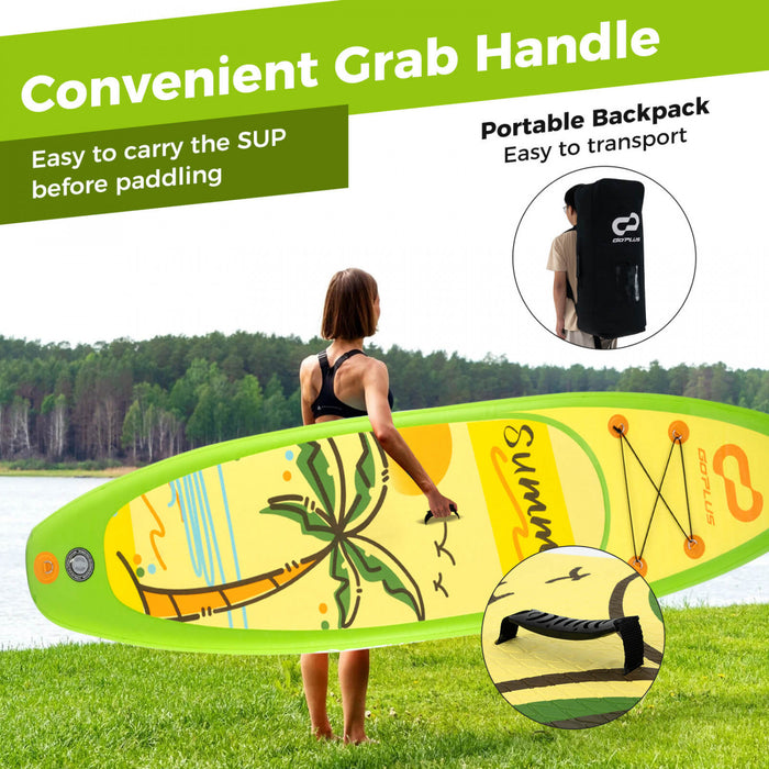Goplus Small Inflatable Sup Board, Portable Paddle Board With 5d Rings Stand Up Paddle Board For Youth & Adult Green