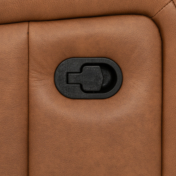Bellamy 37 in. Leather Match Swivel Glider Recliner - Cognac