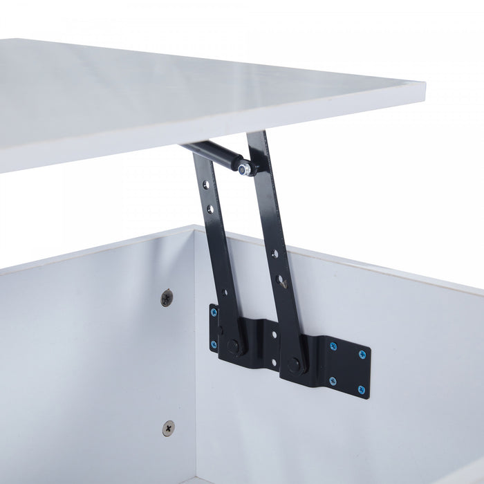 James Lift Up Coffee Table with Hidden Storage and LED Lighting,White
