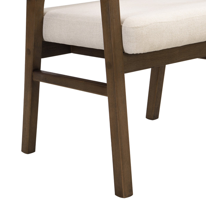 Liam Comfortable Dining Chair Set of 2 with Rattan Back and Rubber Wood Frame,Walnut