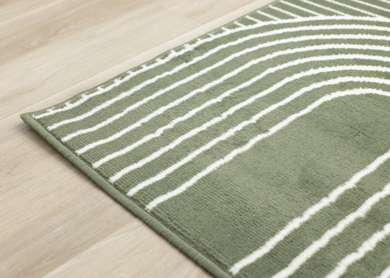 Florence Green White Modern Geometric Arches Rug, 2'7\" x 4'11\" Indoor Area Rug