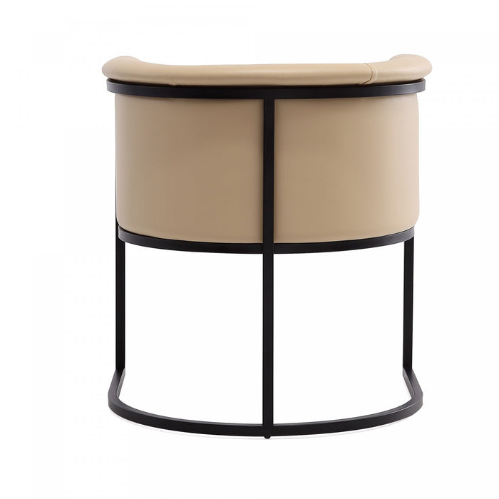 Cosmopolitan Mid-Century Modern Vegan Leather Metal Dining Chair in Tan - Set of 2