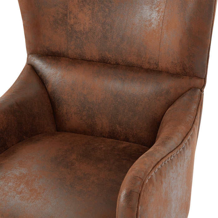 Havenwood HI-BACK Studded Accent Chair with Nailhead Trim, Brown