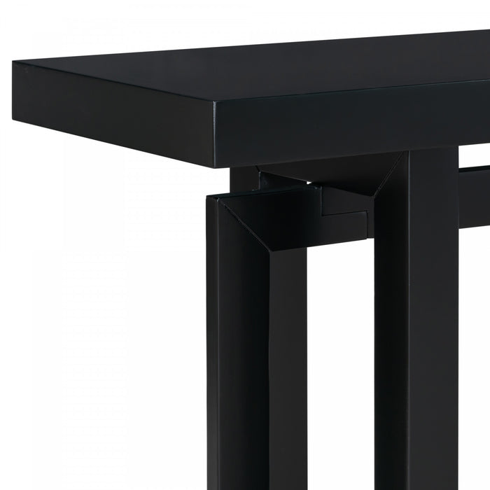 Ethan 59.1'' Triple Rectangle Design Painted Entryway Table with Pine Wood Legs,Black Sofa Table
