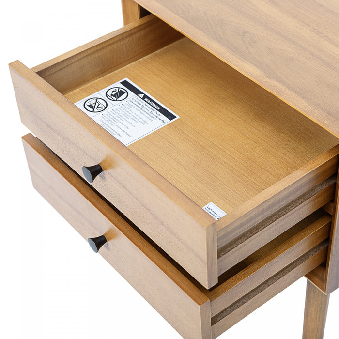 Emma Mid-Century Modern Nightstand with 2 Drawers,Natural
