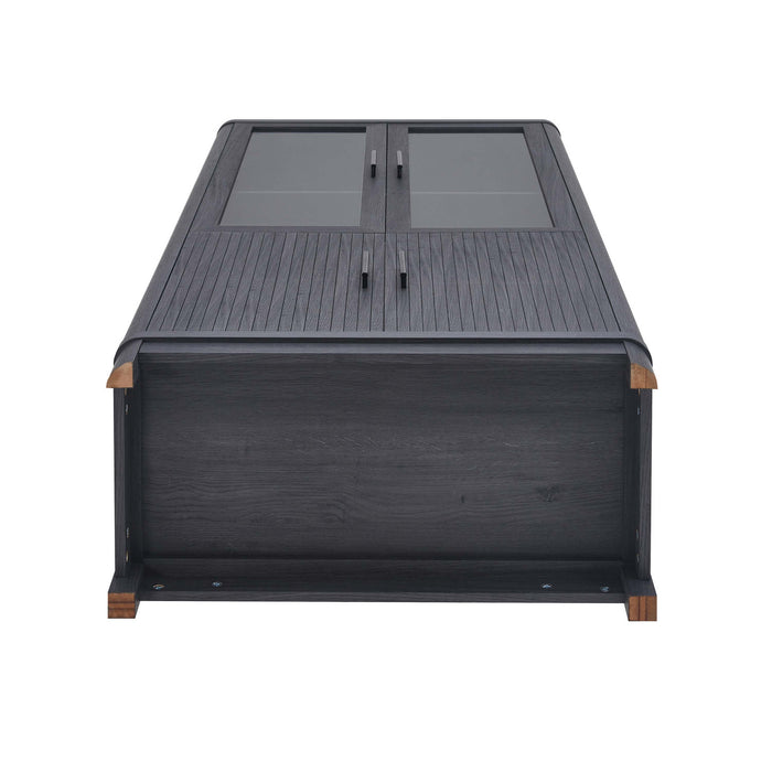 Jodie Mid-Century Modern 31\" Bookcase Cabinet in Charcoal Gray (6-Shelf) - Set of 2