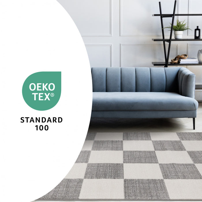 Covington Grey White Checkered Pattern Rug, 5'3\" x 7'7\" Indoor Area Rug