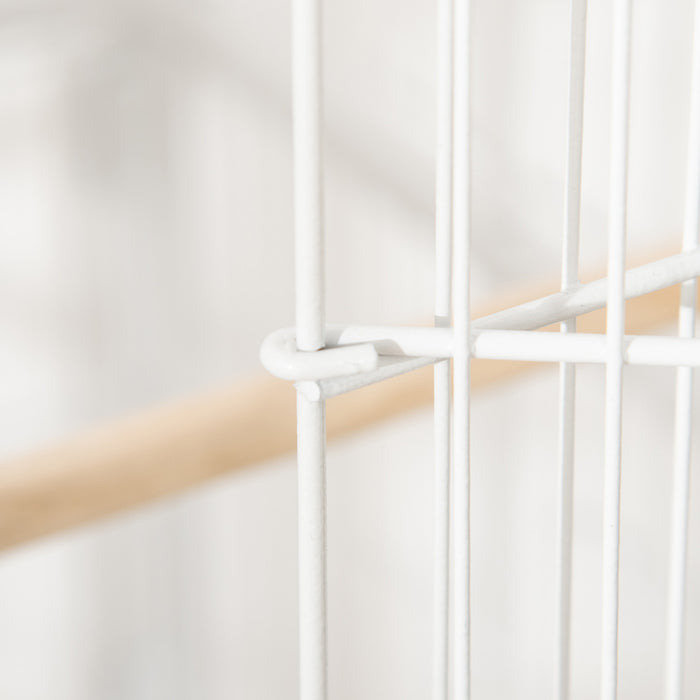 Pawhut 52\" Large Rolling Steel Bird Cage Bird House With Rolling Stand, Storage Shelf, Wood Perch, Food Container, White