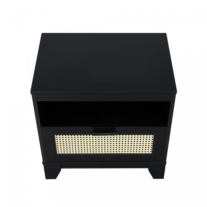 Sheridan Mid-Century Modern 22\" Nightstand in Black (1-Drawer) - Set of 2