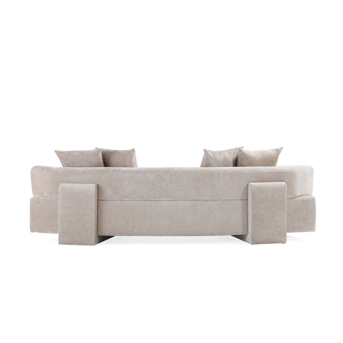 Verandah Mid-Century Modern 112\" Chenille Sofa in Beige