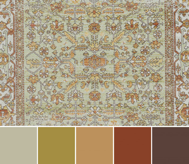 Hailey Traditional 9'3\" x 11'10\" Area Rug in Green Indoor Area Rug