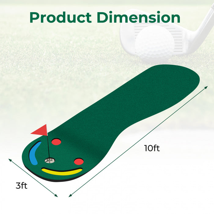 Costway 9.8ft X 3ft Par 3 Holes Golf Putting Green Mat Set For Indoor & Outdoor Practice