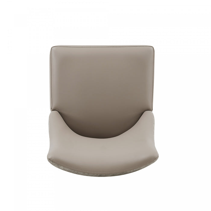 Connie Modern Wood Vegan Leather and Velvet Dining Chair in Taupe - Set of 2