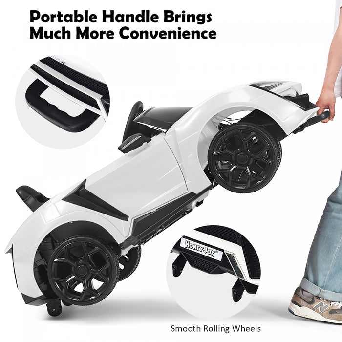 Costway 12v Kids Ride On Car 2.4g Rc Electric Vehicle W/ Lights Mp3 Openable Doors White