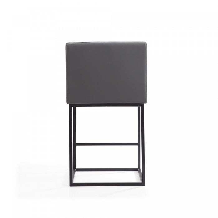 Ambassador Mid-Century Modern Metal Upholstered Counter Stool in Gray - Set of 2 Bar Stool