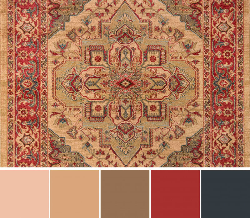 Lux Traditional 9'3\" x 12'6\" Area Rug in Ivory Indoor Area Rug