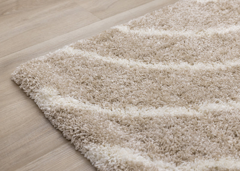 Fairmont Taupe Cream Curved Lines Rug, 5'3\" x 7'7\" Indoor Area Rug