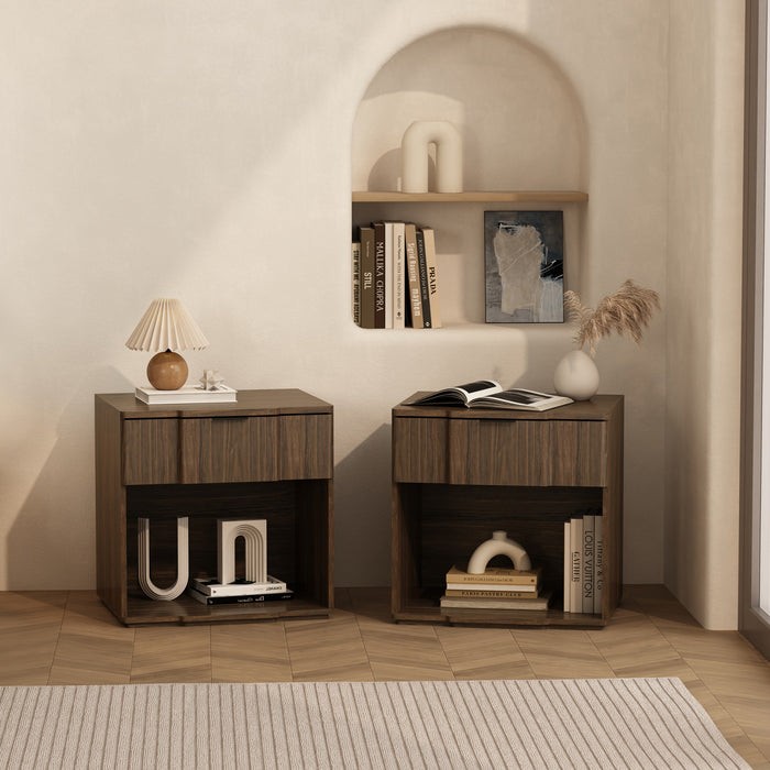 Clive Mid-Century Modern 22\" Nightstand in Walnut (1-Drawer)