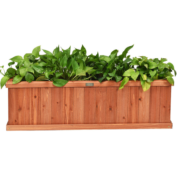 Costway 40 Inch Wooden Flower Planter Box Garden Yard Decorative Window Box Rectangular