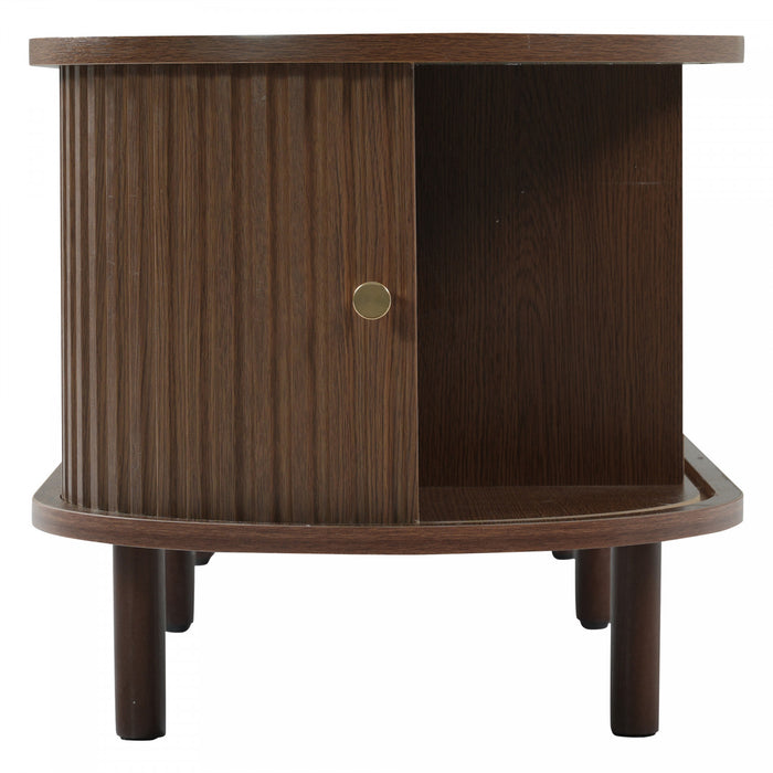 Lucas TV Stand Media Console with Rattan Drawer and Sliding Doors,Dark Oak