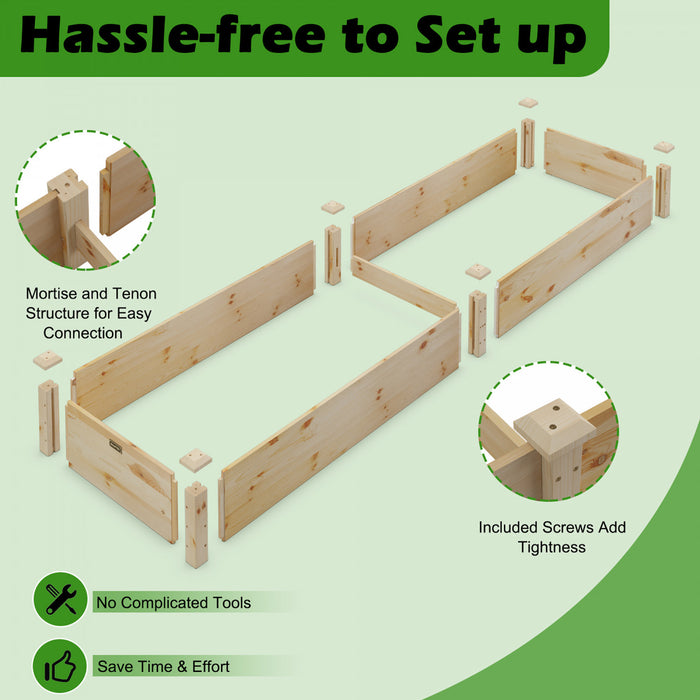 Costway Wooden Raised Garden Bed Outdoor Wood Planter Box For Vegetables Flowers Fruit