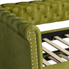 Sophia Tufted Design Upholstered Daybed with Trundle and Comfortable Backrest,Green  | La Sophia Daybed avec design capitonne, revetement en tissu, lit d'appoint avec trundle et dossier confortable, couleur verte