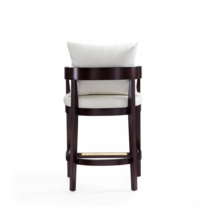 Ritz Mid-Century Modern Wood Upholstered Counter Stool in Ivory - Set of 2