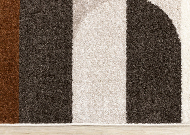 Marley Geometric Curves Taupe Oxblood Area Rug - 7'10\" x 10'6\"