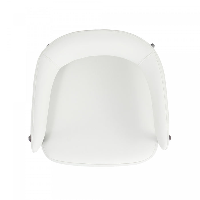 Belle Modern Metal Upholstered Dining Chair in White - Set of 4