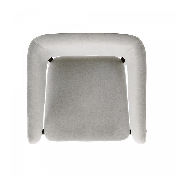 Blake Modern Faux Mohair Wood Armchair in Greige - Set of 2 Dining Chair