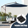 Costway Patio 10FT Hanging Offset Umbrella 32 LED Lights Sand Bag Outdoor Cross Base
