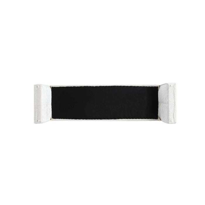 Concord Modern Glam Chenille Accent Bench in Ivory