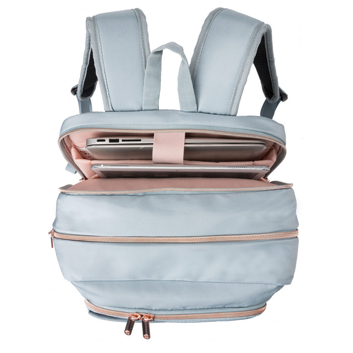 Swissdigital Design SSD Finder Smart Backpack - KATY ROSE Model Rucksack with Integrated Charging Port - Teal Blue