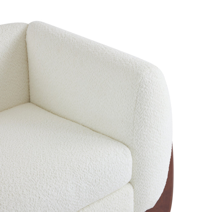 Lillian Solid Wood Modern Boucle Upholstered Loveseat Comfort Seating,Beige